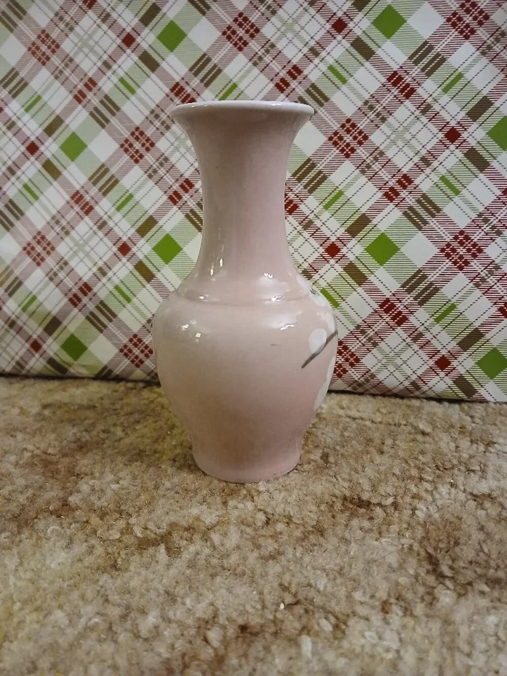 Vintage Made in Taiwan Hand Painted Pink Dogwood Floral Vase